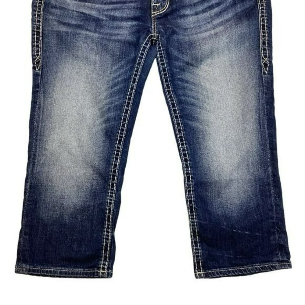 Rock Revival Julie Womens Distressed Capri Jeans Size 29 Blue Denim - Picture 4 of 12